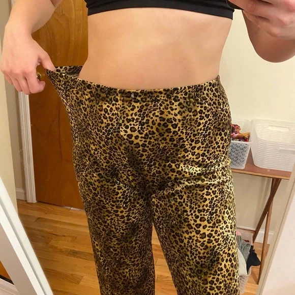 Y2K VELOUR CHEETAH PRINT PANTS - Picture 4 of 5